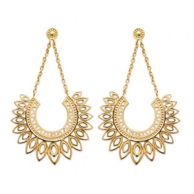 boucles d'oreilles pendantes orientales en plaqué or, femme - Emy - Lyn&Or Bijoux