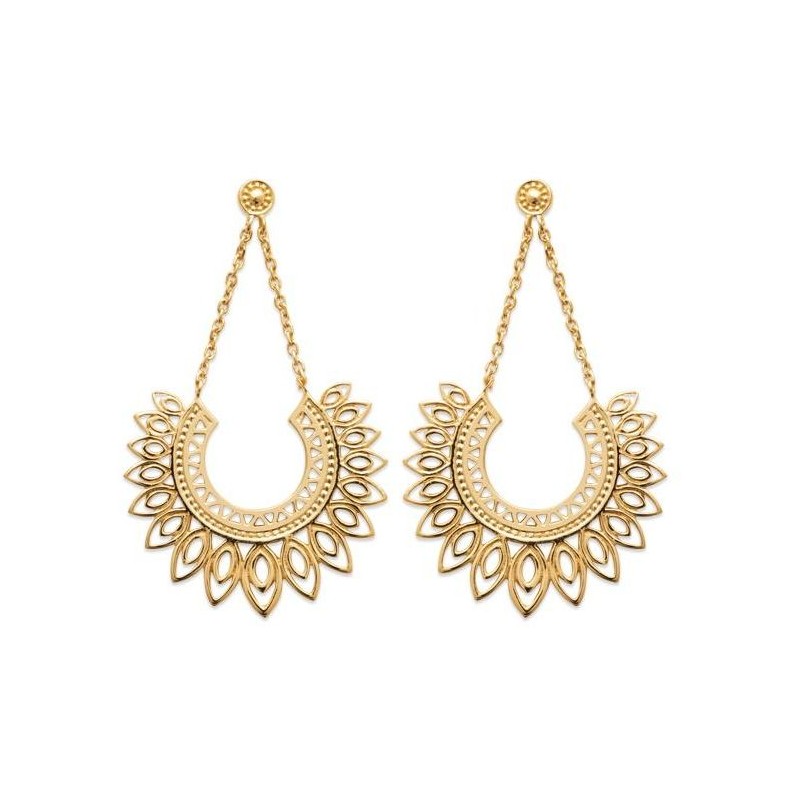 Boucles d'oreilles orientales pendantes pour femme, plaqué or