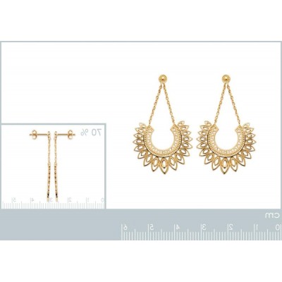 boucles d'oreilles pendantes, de style oriental en plaqué or, femme - Lyn&Or Bijoux