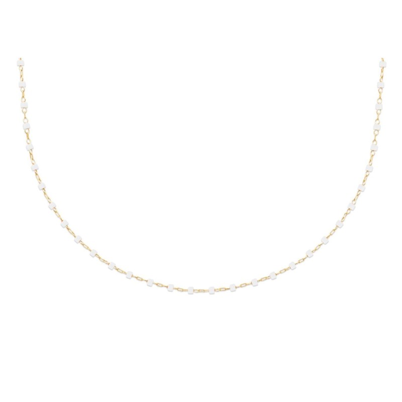 Collier femme en plaqué or & perles de Miyuki blanches Collier femme en plaqué or & perles de Miyuki blanches