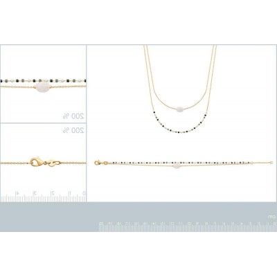 Collier pour femme en plaqué or, perles de Miyuki & Pierre de Lune blanche - Lyn&Or Bijoux