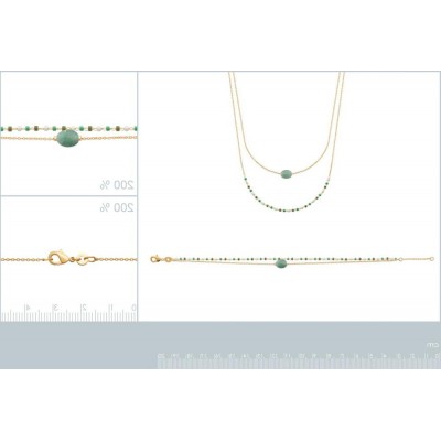 Bracelet pour femme en plaqué or, perles de Miyuki & aventurine verte - Lyn&Or Bijoux