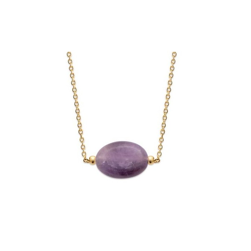 Collier femme en plaqué or & grande Améthyste violette - Silla - Lyn&Or Bijoux