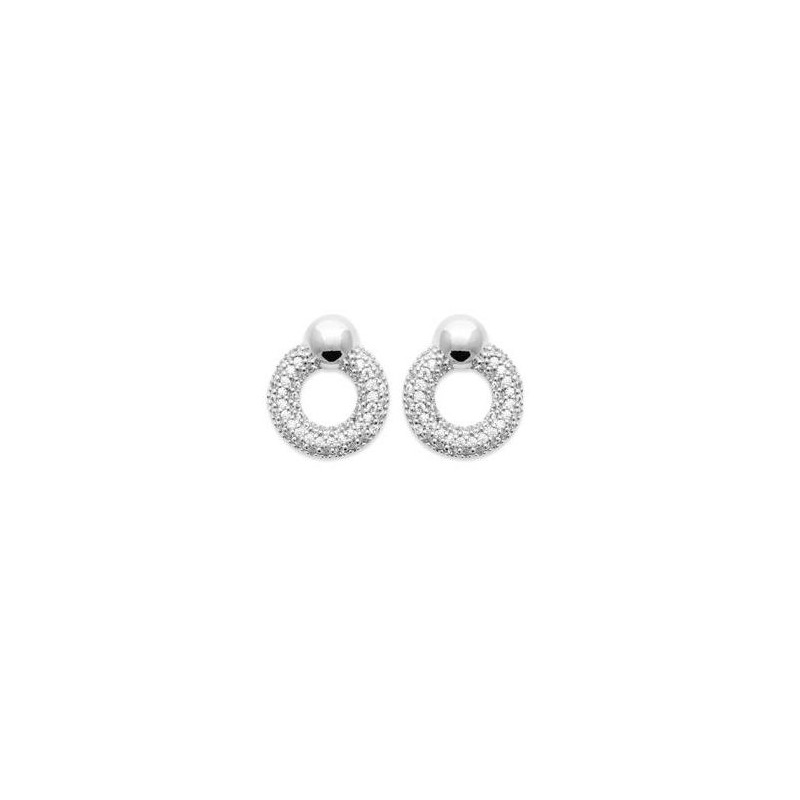 boucles d'oreilles rondes en argent rhodié & Zircon, femme - Septa - Lyn&Or Bijoux