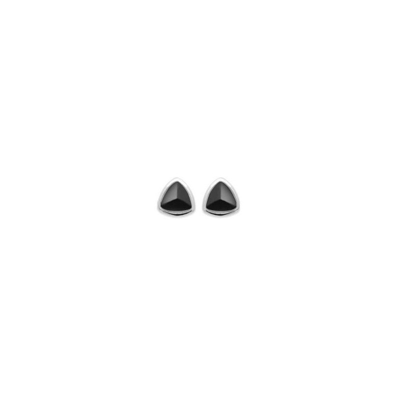 boucles d'oreilles triangle, argent rhodié & Agate noire, femme - Xellina - Lyn&Or Bijoux