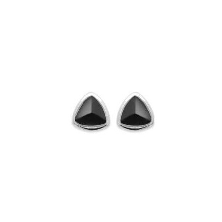 boucles d'oreilles triangle, argent rhodié & Agate noire, femme - Xellina - Lyn&Or Bijoux