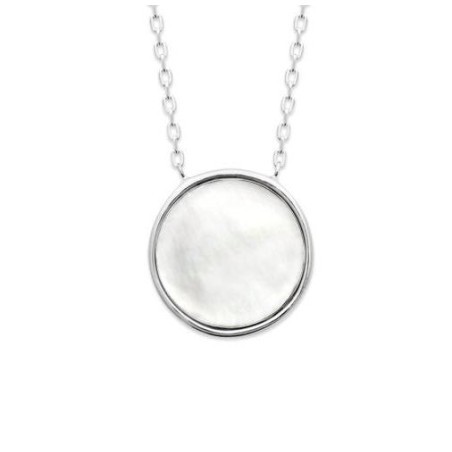 Collier pour femme en argent rhodié & médaillon en nacre - Neige - Lyn&Or Bijoux