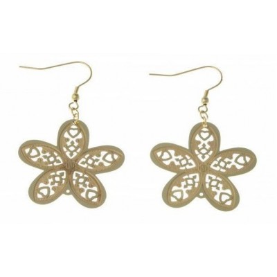 boucles d'oreilles fleurs en acier doré pour femme - Myra - Lyn&Or Bijoux