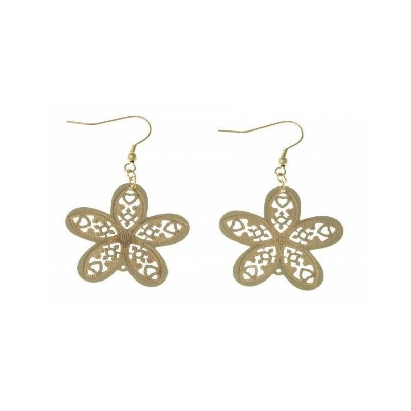 Boucles d'oreille fleurs en acier doré pour femme - Myra - Lyn&Or Bijoux