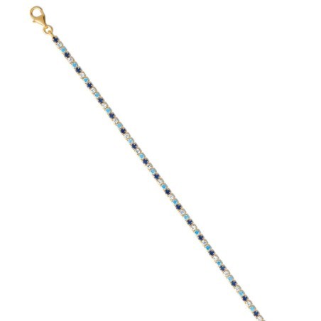 Bracelet tennis pour femme en plaqué or & cristal bleu - Lyn&Or Bijoux