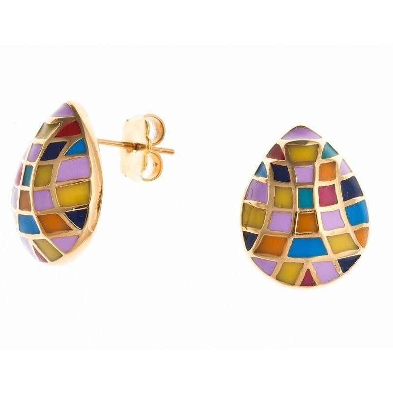 boucle d'oreille multicolore acier doré inoxydable, Utta boucle d'oreille multicolore acier doré inoxydable, Utta