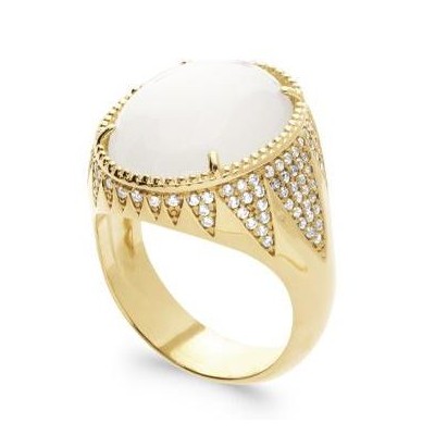 Bague pour femme en plaqué or, Pierre de Lune & Zircon - Pureté - Lyn&Or Bijoux