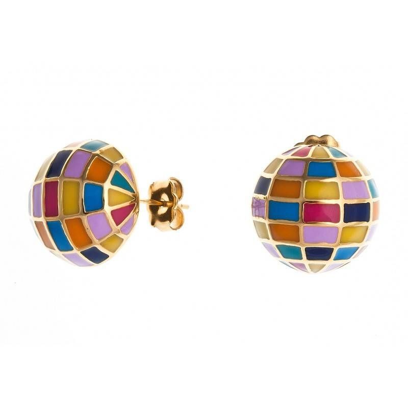 boucle d'oreille en acier et émail multicolore pour femme, Yja boucle d'oreille en acier et émail multicolore pour femme, Yja