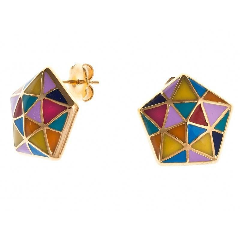 boucle d'oreille en acier et émail multicolore pour femme boucle d'oreille en acier et émail multicolore pour femme
