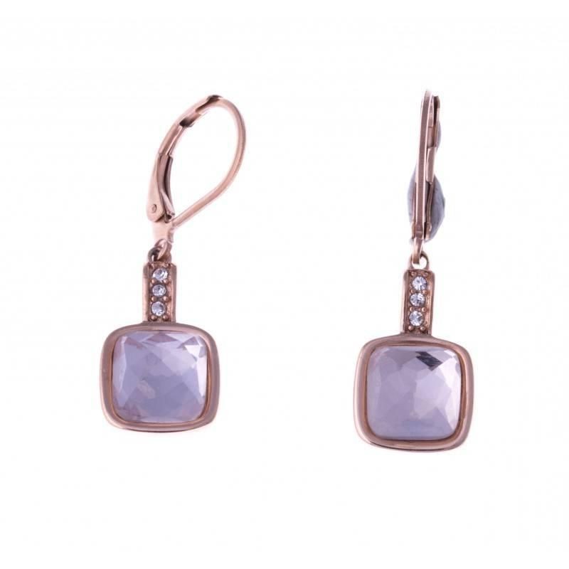boucle d'oreille acier rose et verre pour femme, Soupir boucle d'oreille acier rose et verre pour femme, Soupir