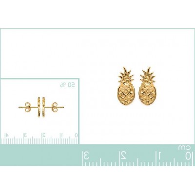 Boucles d'oreille femme Ananas en plaqué or - Lyn&Or Bijoux