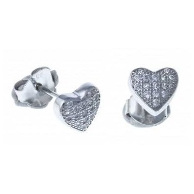 Boucles d'oreille femme et enfant, Coeur argent et zircon - Lyn&Or Bijoux