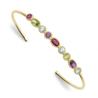 Bracelet jonc rigide pour femme, plaqué or & cristal coloré - Thyka - Lyn&Or Bijoux