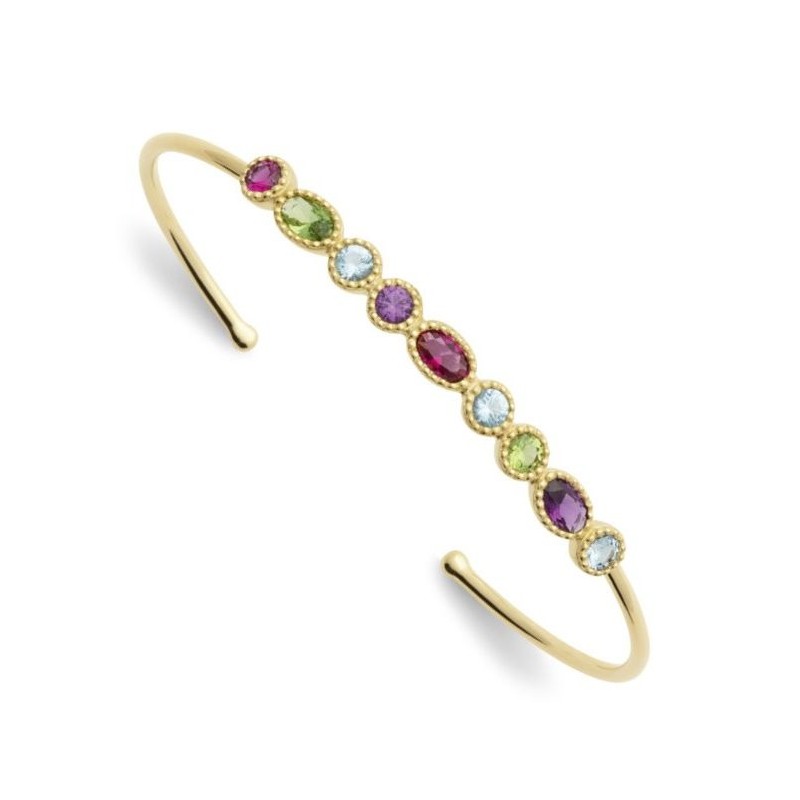 Bracelet jonc rigide pour femme, plaqué or & cristal coloré - Thyka - Lyn&Or Bijoux