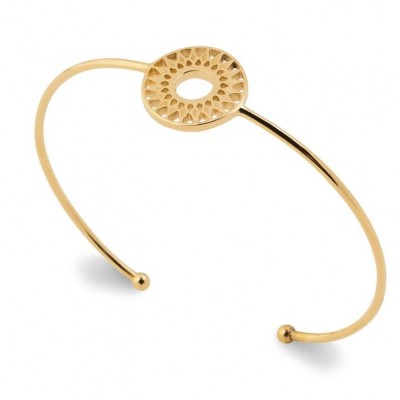Bracelet jonc rigide, motif solaire, pour femme en plaqué or - Dybbi - Lyn&Or Bijoux