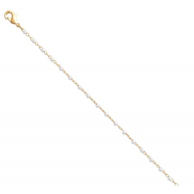 Bracelet plaqué or & perles de Miyuki blanches pour femme - Etta - Lyn&Or Bijoux