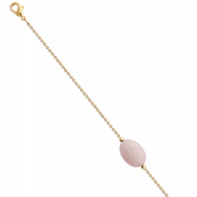 Bracelet pour femme en plaqué or & grand Quartz Rose - Silla - Lyn&Or Bijoux