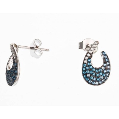 Boucles d'oreille bleues en argent pour femme - Flamenco - Lyn&Or Bijoux