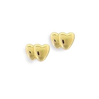 boucles d'oreilles fille & femme, plaqué or - 2 coeurs, Lyn&Or Bijoux - Lyn&Or Bijoux