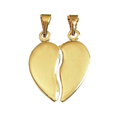 Pendentif d'amitié, coeur à diviser en plaqué or - Lyn&Or Bijoux