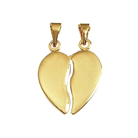 Pendentif d'amitié, coeur à diviser en plaqué or - Lyn&Or Bijoux