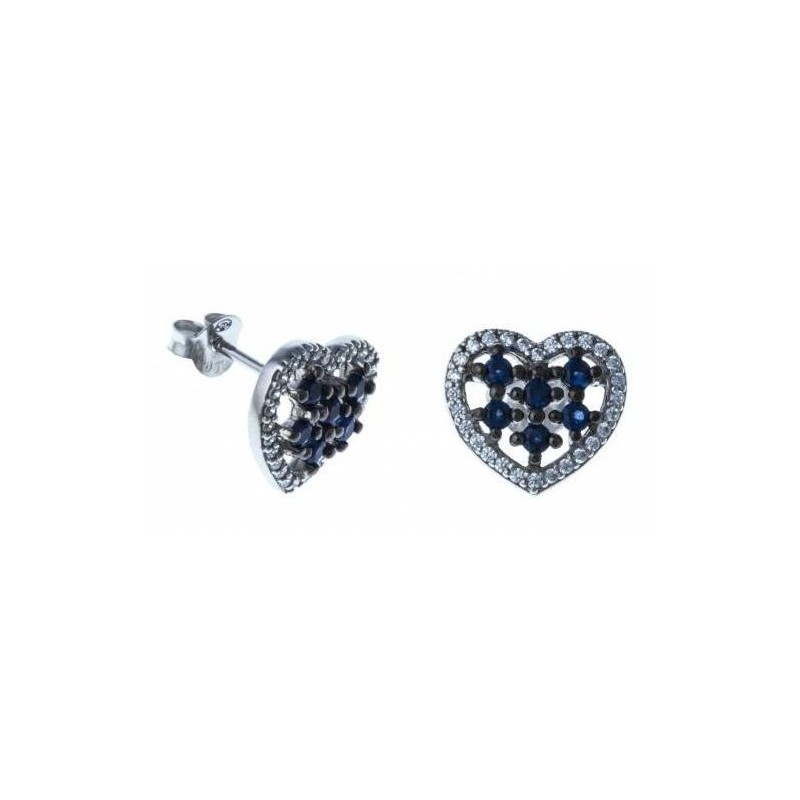 boucle d'oreille fantaisie en argent 925 pour femme, Coeur-océan boucle d'oreille fantaisie en argent 925 pour femme, Coeur-océan