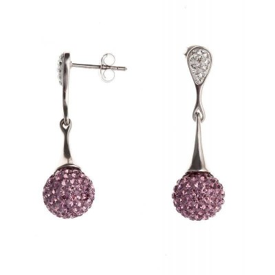 Boucles d'oreille pendantes en Cristal rose pour femme - Mizy - Lyn&Or Bijoux