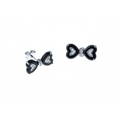 Boucles d'oreille argent, céramique noire pour femme - Noeud - Lyn&Or Bijoux