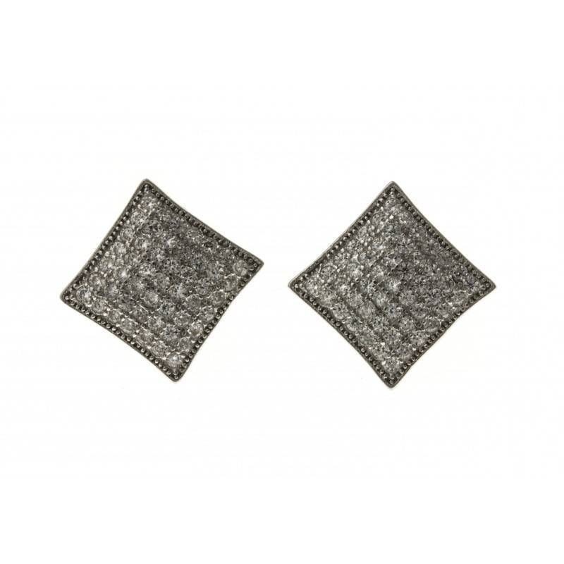 boucle d'oreille pour femme, carré en argent et zircon boucle d'oreille pour femme, carré en argent et zircon
