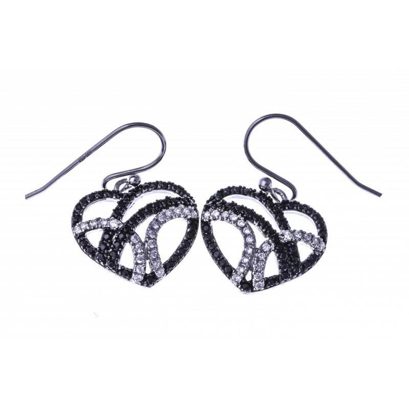 boucle d'oreille coeur pour femme en argent et zircon noir boucle d'oreille coeur pour femme en argent et zircon noir