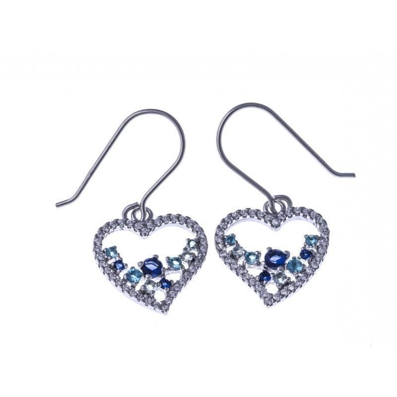 boucle d'oreille en argent 925 fantaisie pour femme, Coeur-lagon boucle d'oreille en argent 925 fantaisie pour femme, Coeur-lagon