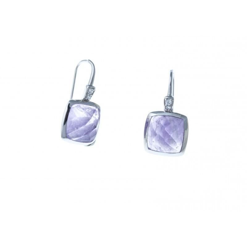 boucle d'oreille fantaisie, argent et améthyste, femme, Saska boucle d'oreille fantaisie, argent et améthyste, femme, Saska