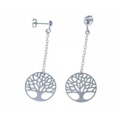Boucles d'oreille pendantes en argent pour femme - Arbre de Vie - Lyn&Or Bijoux