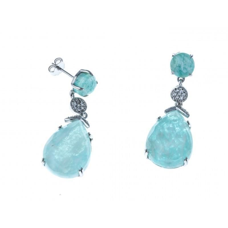 boucle d'oreille fantaisie, argent et amazonite pour femme, Inca boucle d'oreille fantaisie, argent et amazonite pour femme, Inca