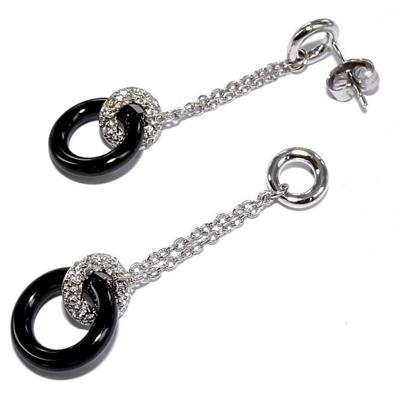 boucle d'oreille fantaisie, argent, céramique noire, femme, Gala boucle d'oreille fantaisie, argent, céramique noire, femme, Gala