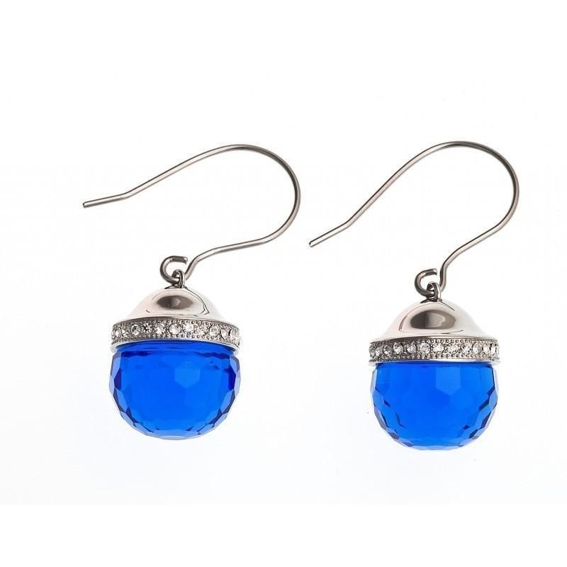 boucle d'oreille acier inoxydable et verre pour femme, Faya Bleu boucle d'oreille acier inoxydable et verre pour femme, Faya Bleu