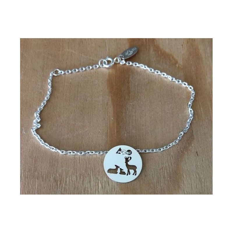 Bracelet femme argent, créateur CabaneTchanque, Token's Cerf famille