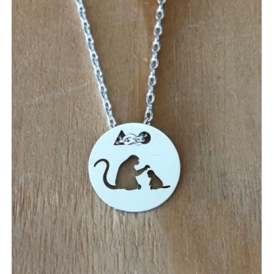 Collier femme argent, créateur CabaneTchanque, Pendentif Singes