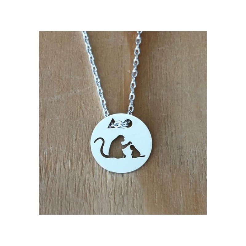 Collier femme argent, créateur CabaneTchanque, Pendentif Singes
