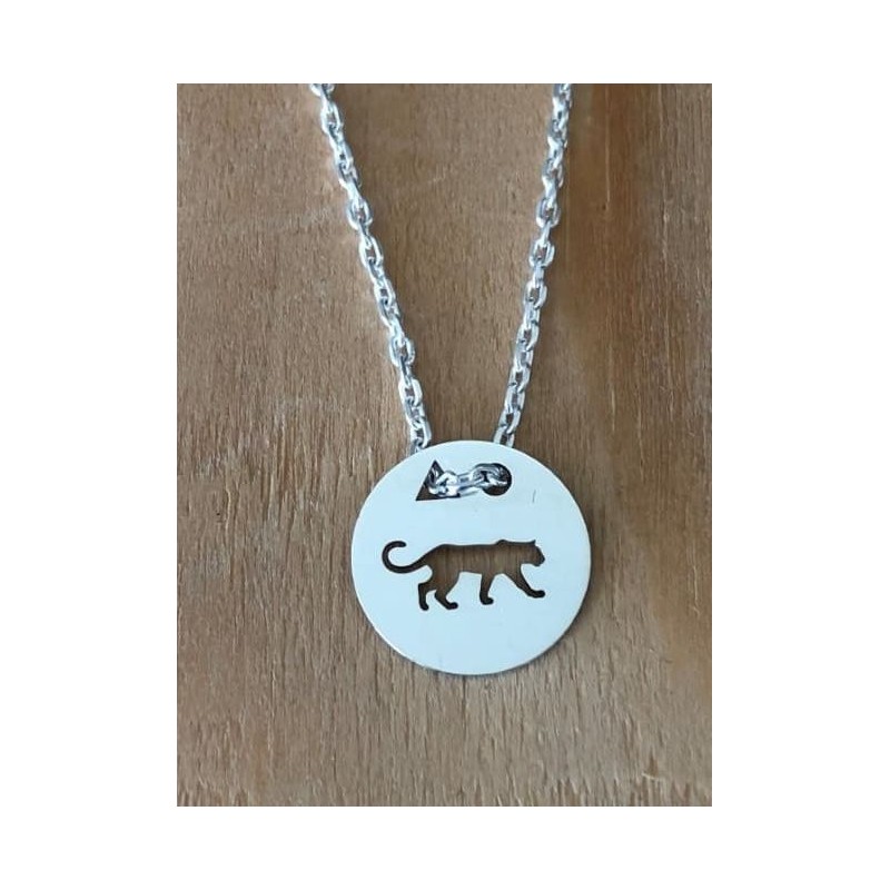 Collier femme argent, créateur CabaneTchanque, Pendentif Puma