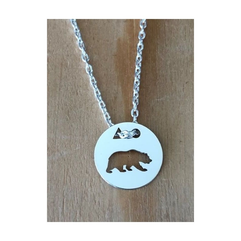 Collier femme argent, créateur CabaneTchanque, Pendentif Ours