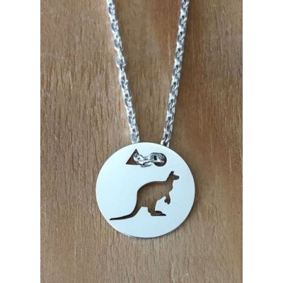 Collier femme argent, créateur CabaneTchanque, Pendentif Kangourou