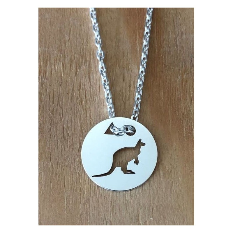 Collier femme argent, créateur CabaneTchanque, Pendentif Kangourou
