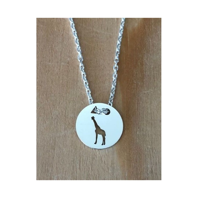 Collier femme argent, créateur CabaneTchanque, Pendentif Girafe