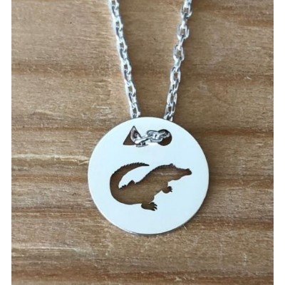 Collier femme argent, créateur CabaneTchanque, Pendentif Crocodile